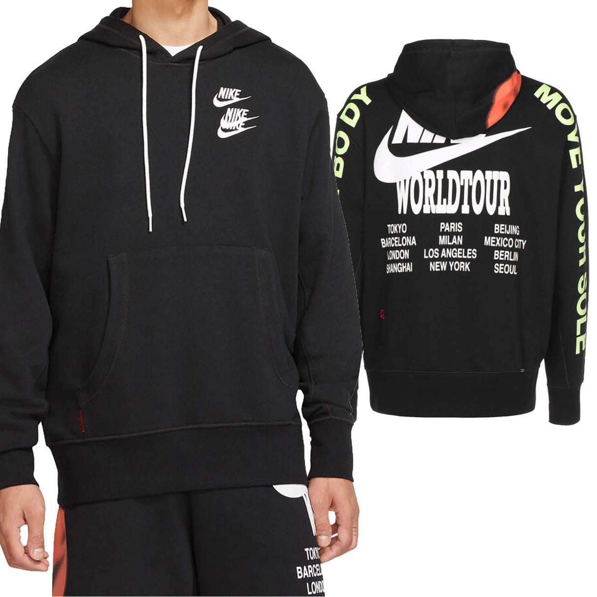 FELPA NIKE DA0931 010 WORLD TOUR NERO COTONE GARZATO
