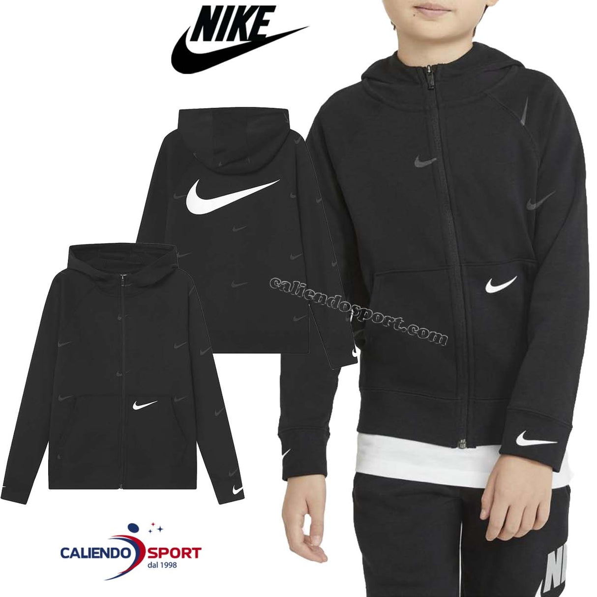 SWEAT-SHIRT NIKE ENFANT DA0768 010 COTON BROSSÉ NOIR