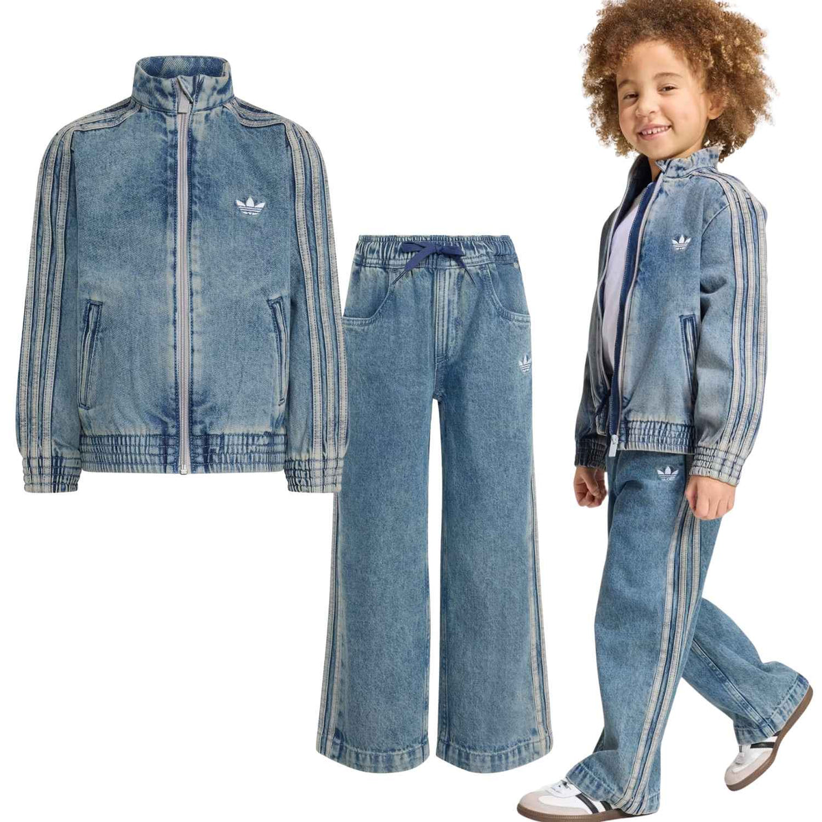 GIACCA+PANTALONE BAMBINI ADIDAS KQ8874 KQ8875 DENIM