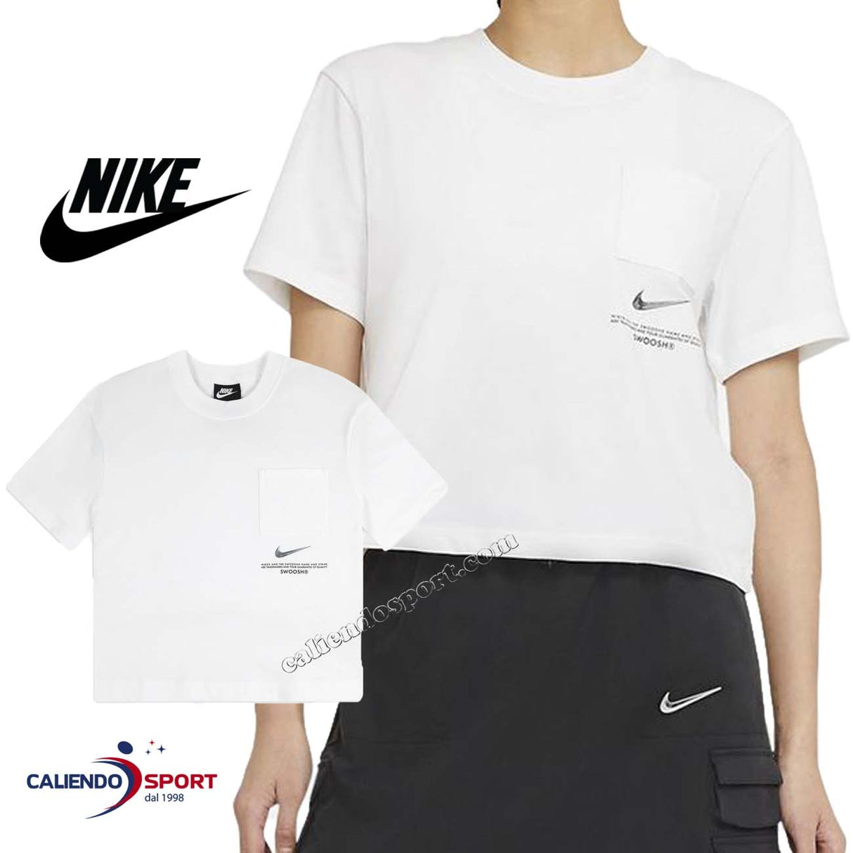 NIKE WOMEN'S T-SHIRT CZ8911 100 SPORTSWEAR SWOOSH WHITE