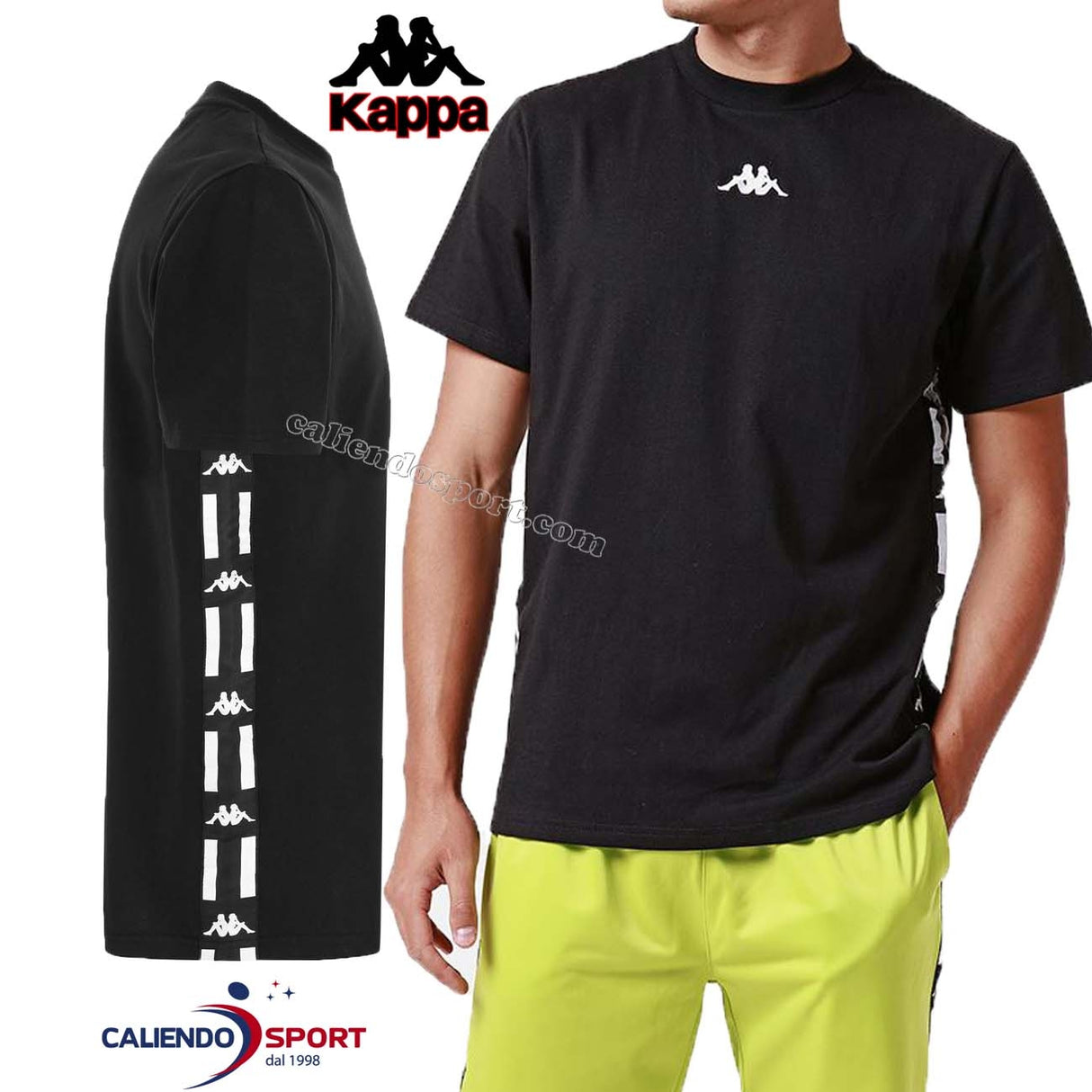 KAPPA 31114CW AUTHENTIC LA DARMIN BLACK COTTON T-SHIRT