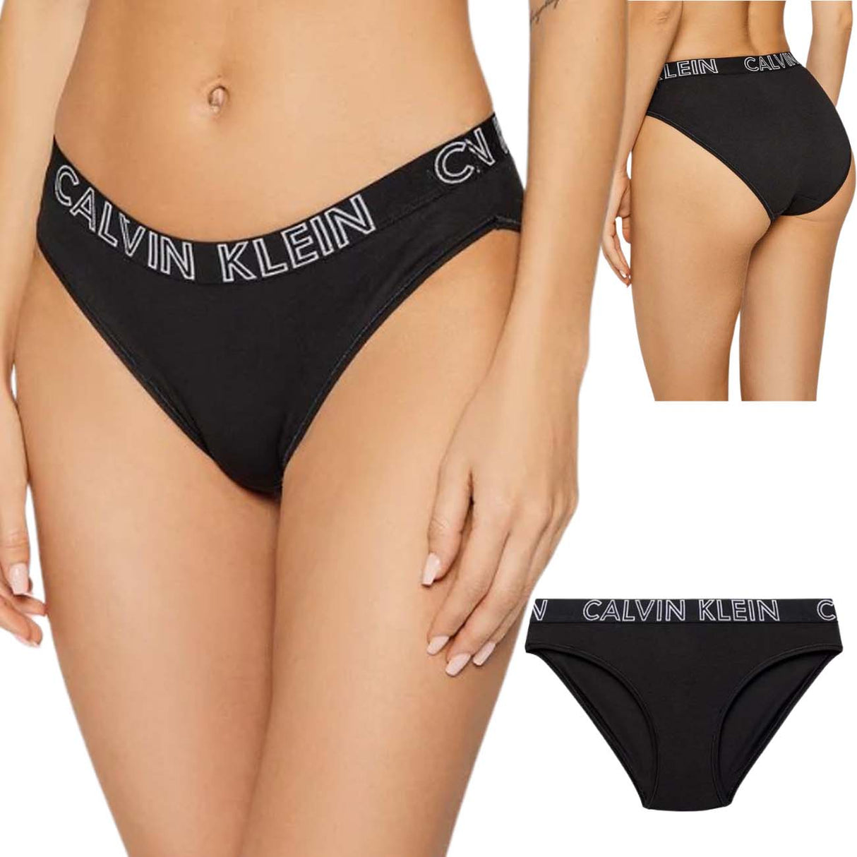 SLIP DONNA CALVIN KLEIN 000QD3637E 001 COTONE NERO