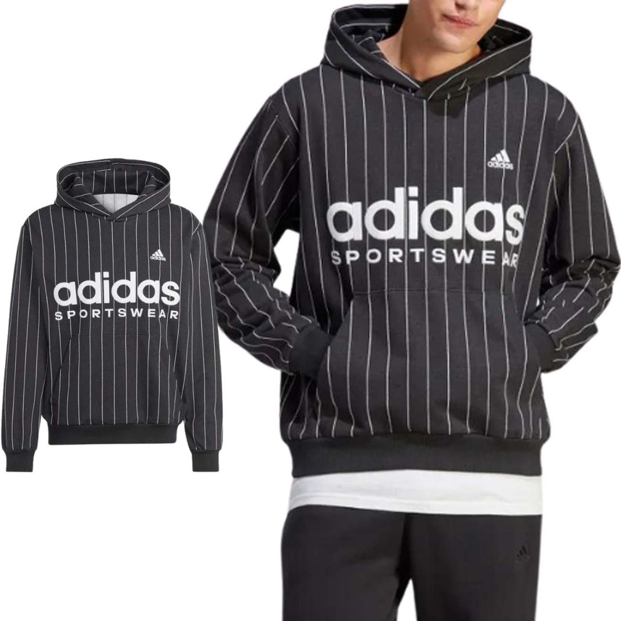 SWEAT-SHIRT EN COTON BROSSÉ POLAIRE À RAYURES FINES ADIDAS IB8381