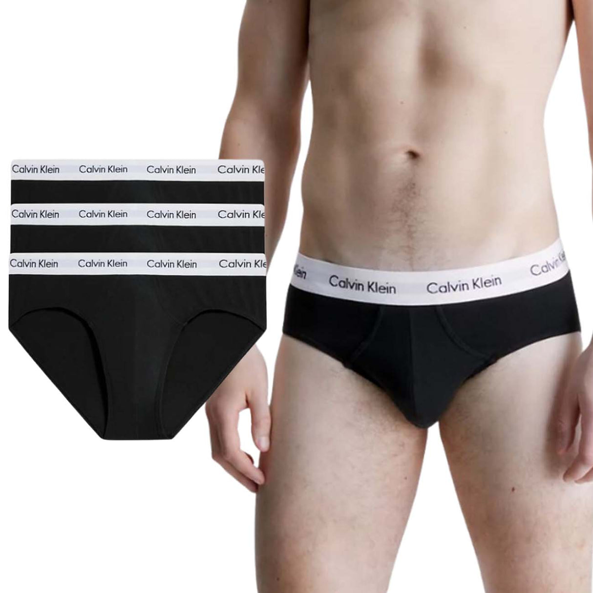 CALVIN KLEIN U2661G 001 BLACK 3 PIECE MEN'S BRIEFS