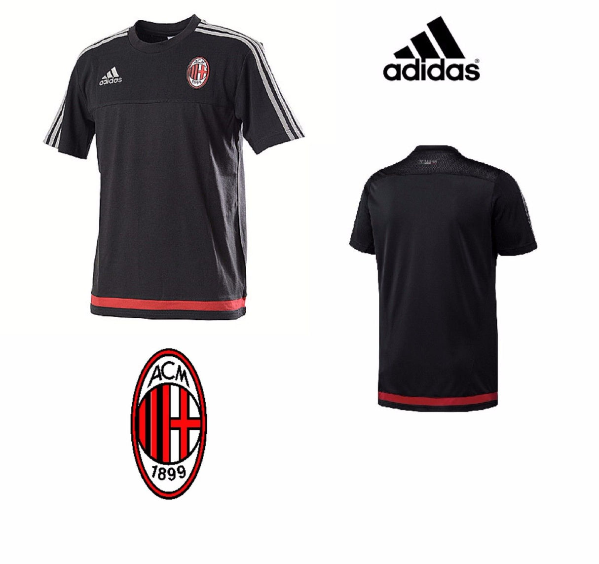 T-Shirt Boy Milan 11/12 Years Black Red Football Sport Shirt S20367 RED BLACK