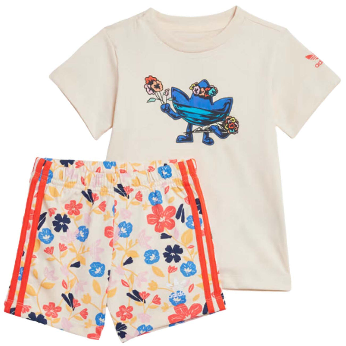 COMPLETO BAMBINI ADIDAS IR9640 FLORAL SHORT TEE
