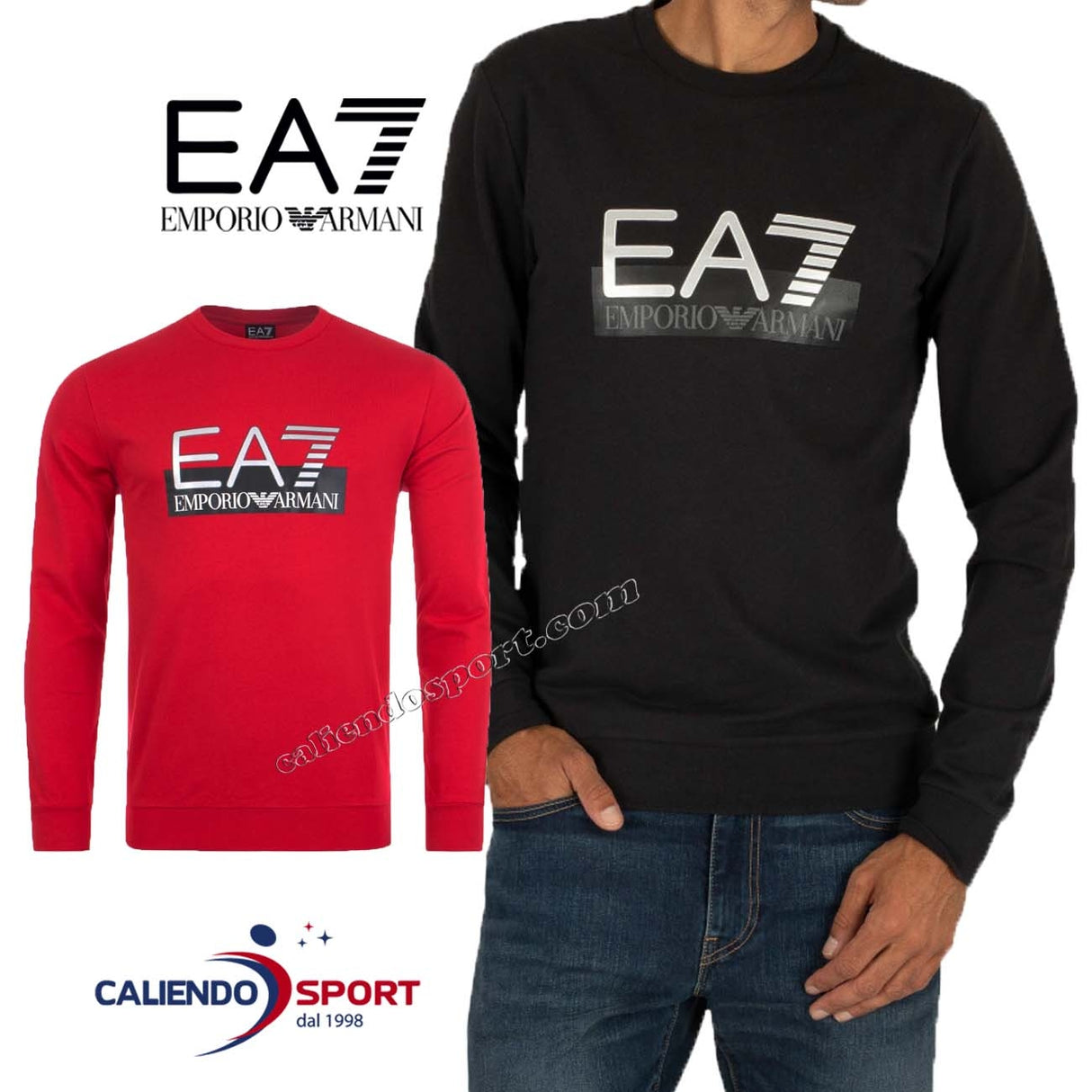 SWEAT À COL ROND ET VISABILITÉ EMPORIO ARMANI 6GPM60 PJ05Z ROUGE NOIR