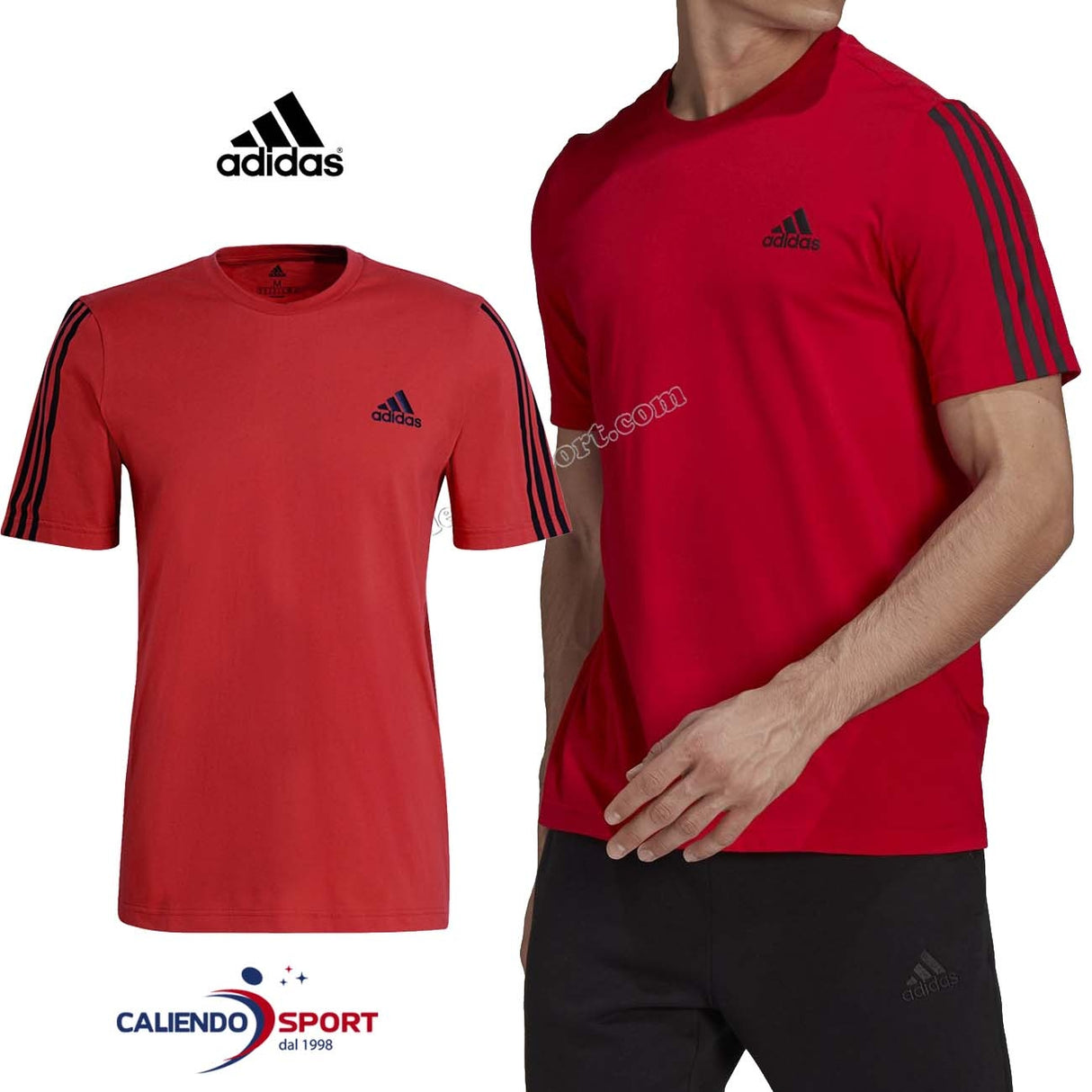 T-SHIRT ADIDAS GK9526 ESSENTIAL CUT 3 STRIPES COTONE