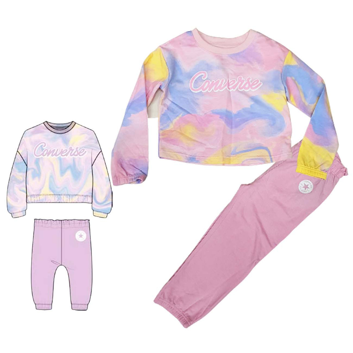 GIRLS' CONVERSE 3CC942 A54 BRUSHED COTTON TRACKSUIT