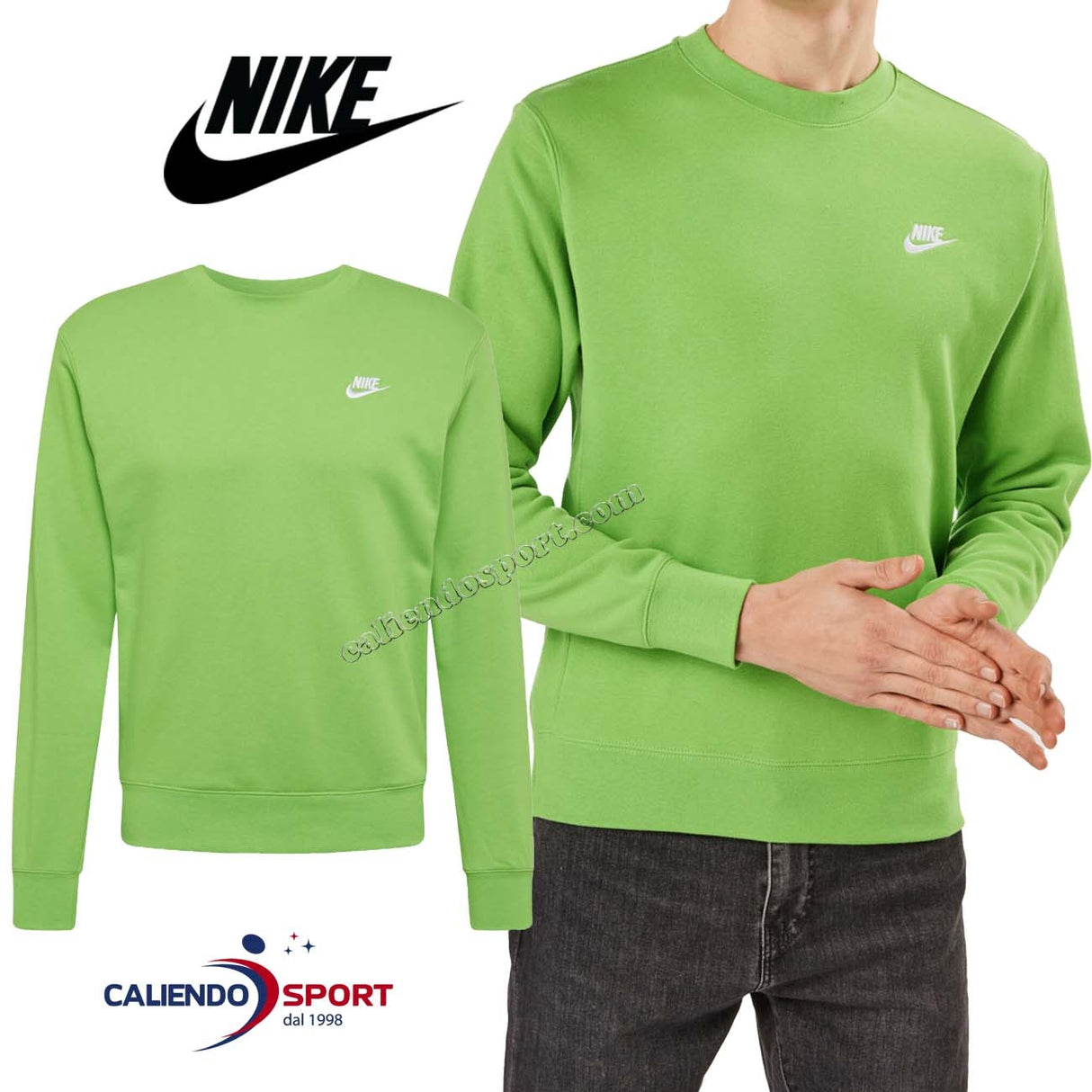 FELPA NIKE BV2666 304 SPORTSWEAR CLUB VERDE COTONE