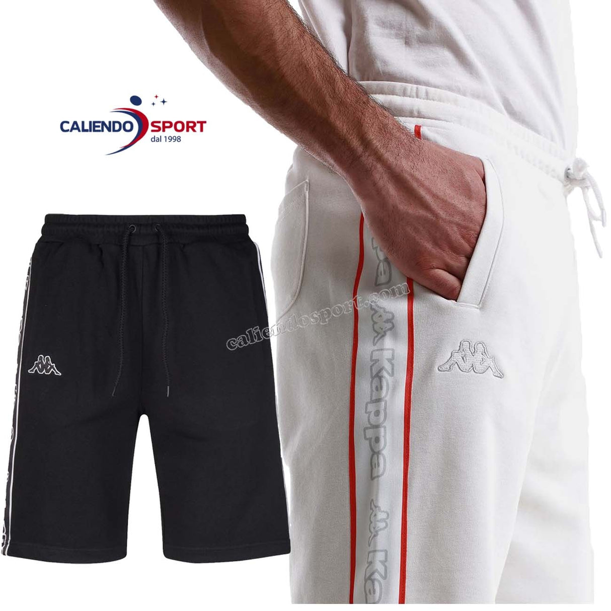 SHORT EN COTON ASVED AVEC BANDE DE LOGO KAPPA 304PVA0