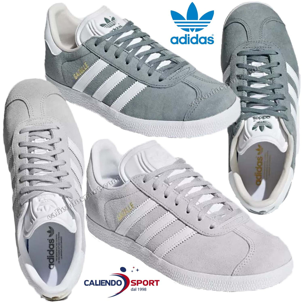 SCARPA GAZELLE ADIDAS B41661 B41659 DONNA GRIGIO VERDE SNEAKER BASSE