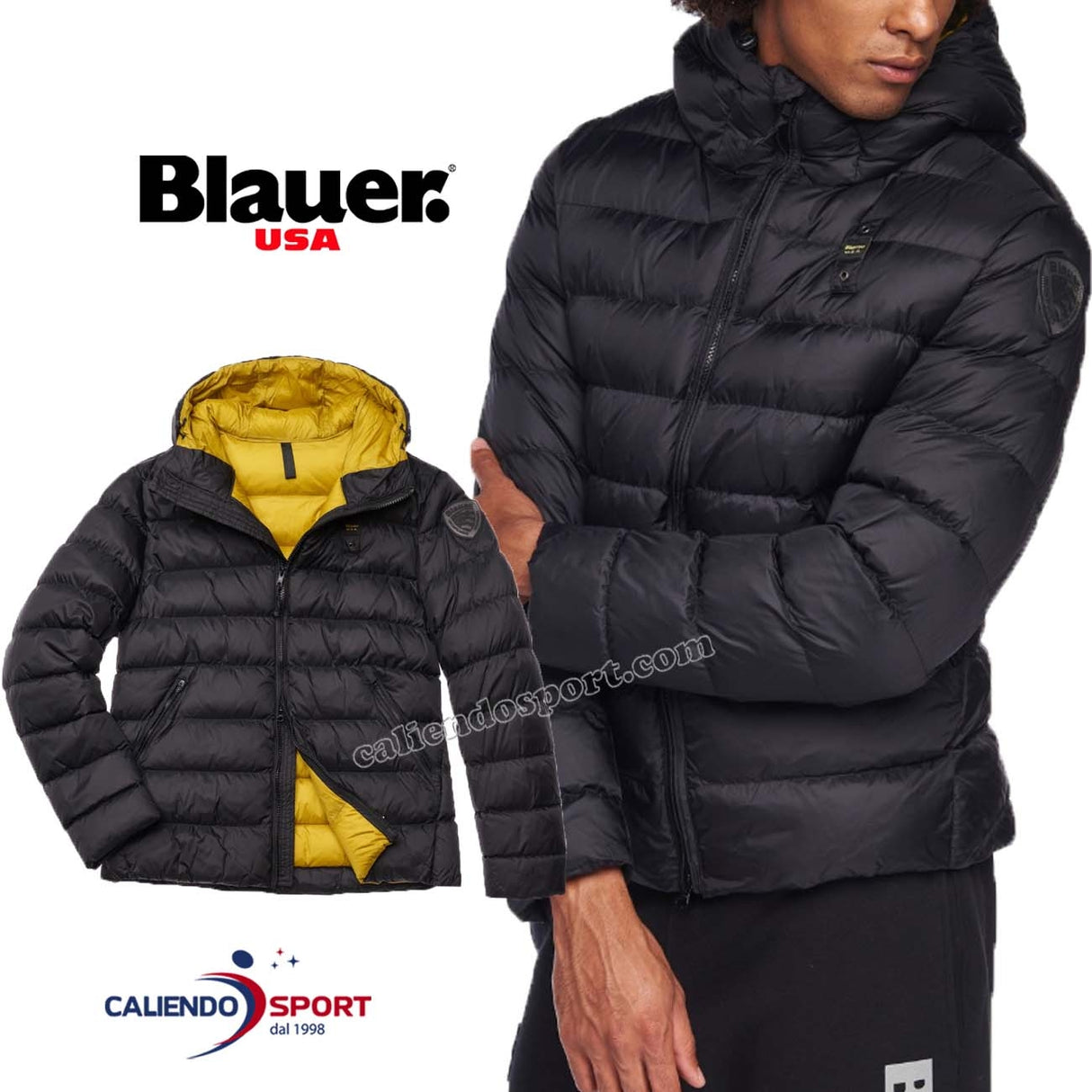 GIUBBOTTO BLAUER 2058 NERO PIUMINO BIO UOMO CON CAPPUCCIO PALMER