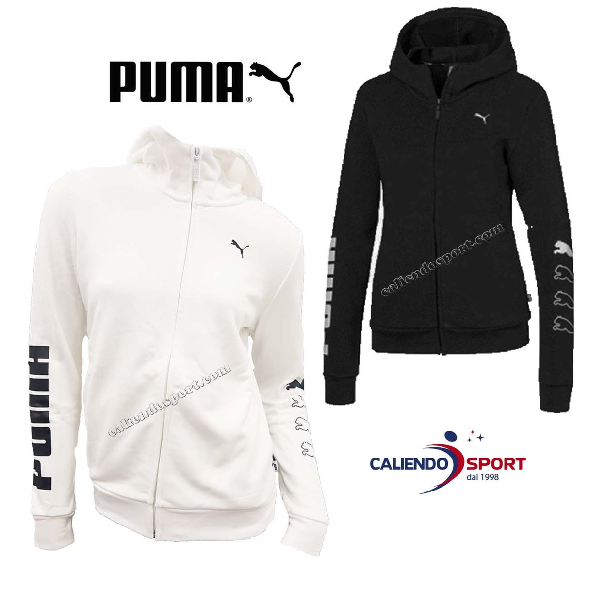 FELPA PUMA 581316 01 02 NERO BIANCO COTONE ZIP INTERA