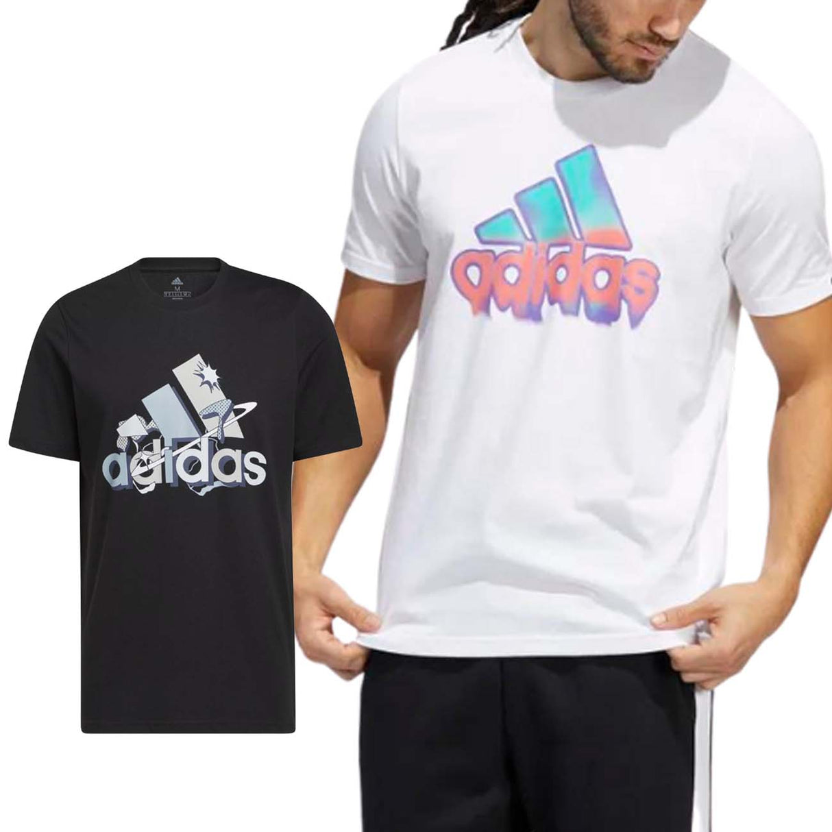 T-SHIRT GRAPHIQUE ADIDAS HE4812 HE4809 NOIR BLANC
