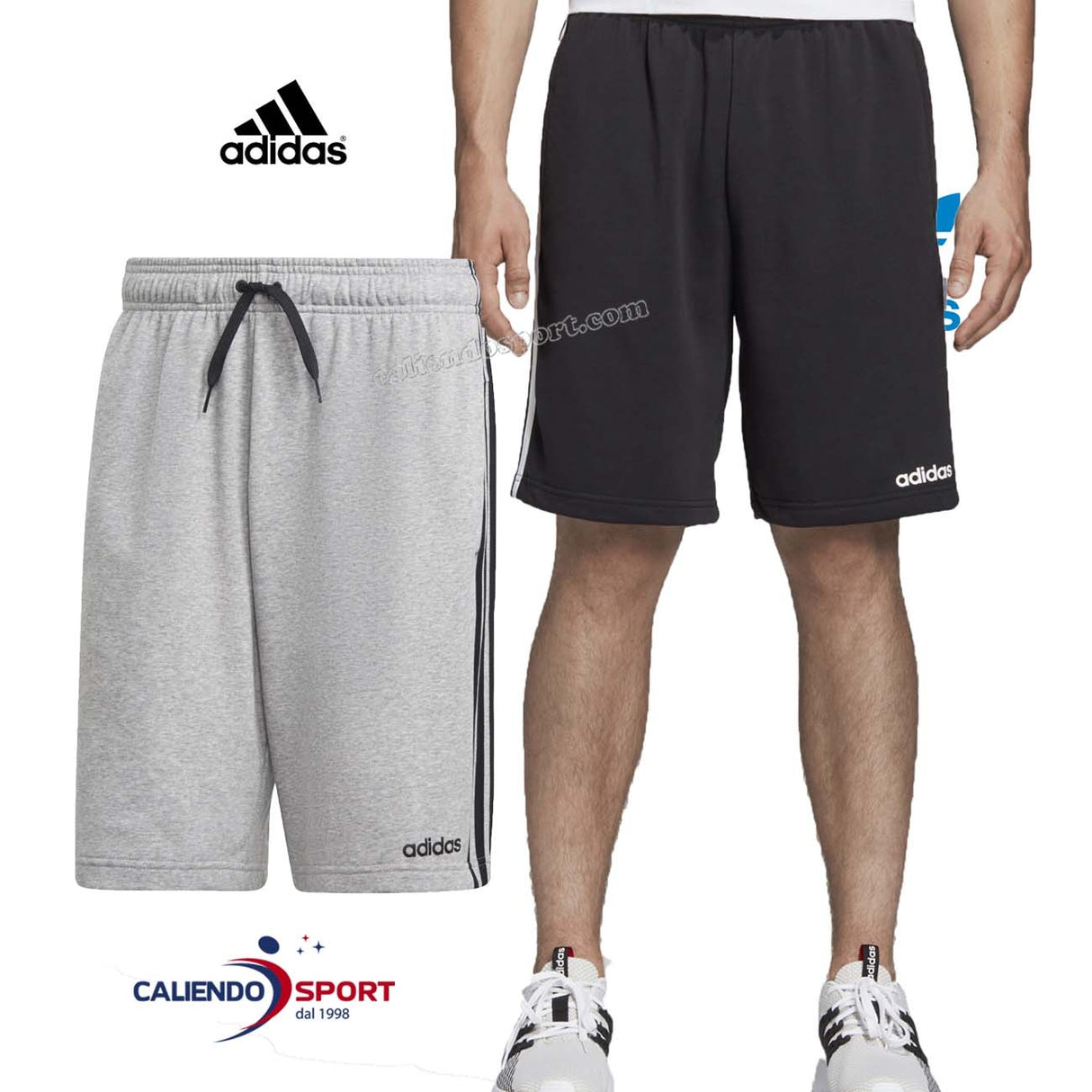 ADIDAS DU7830 DU7831 BLACK GREY 3-STRIPES FRENCH TERRY SHORTS