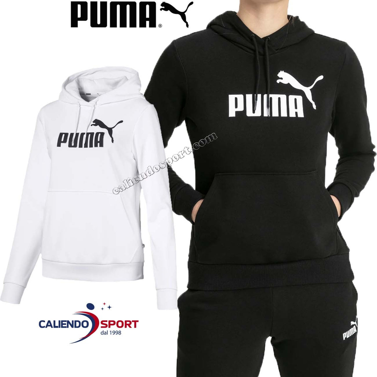 SWEAT-SHIRT PUMA FEMME 851795 02 01 NOIR BLANC COTON