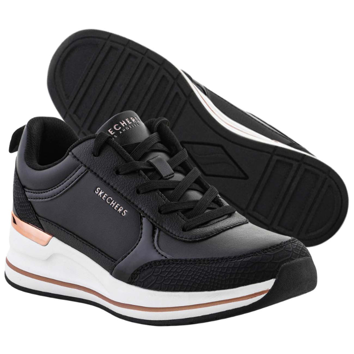 SCARPA DONNA SKECHERS 177345 BLK BILLION 2 FINE SHINE