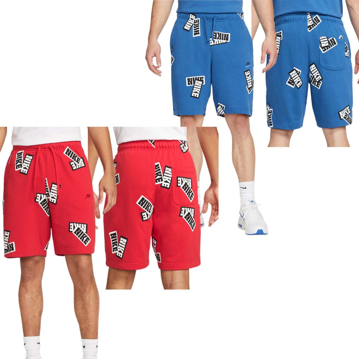 NIKE DM6887 COTTON SPORT SHORTS RED BLUE