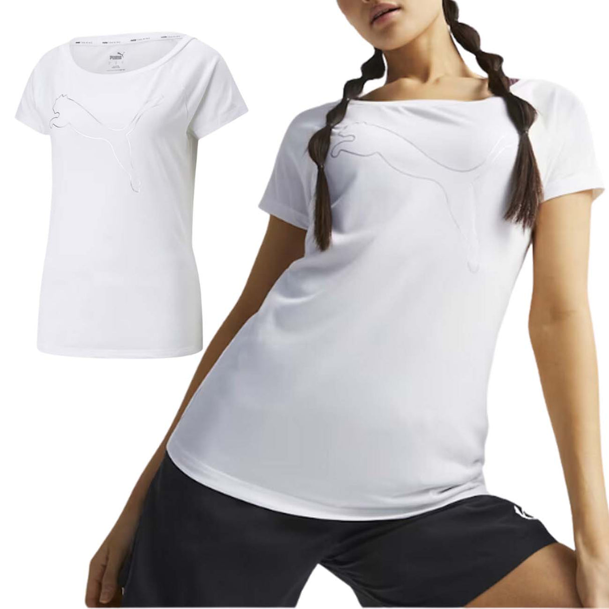 T-SHIRT DONNA PUMA 522420 02 FAVOURITE CAT BIANCO