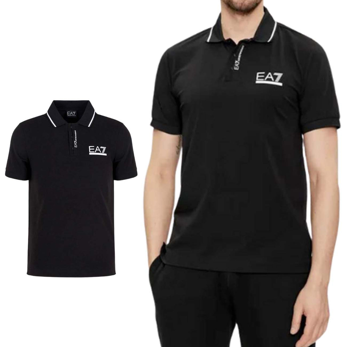 POLO ARMANI EA7 E24 3DPF17 PJ03Z 1200 NERO COTONE