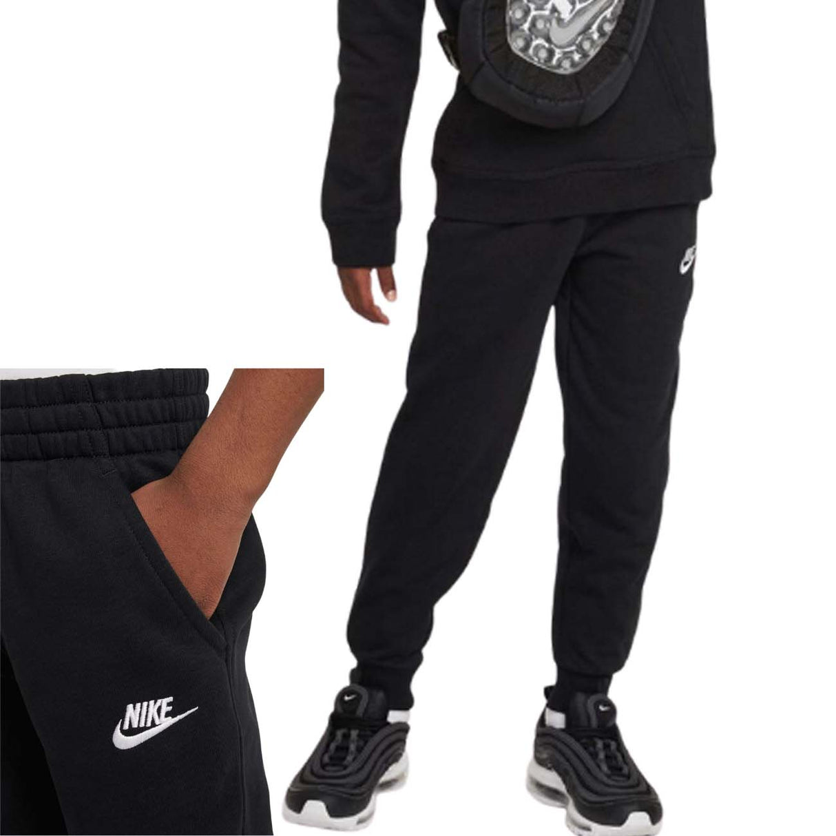 PANTALONE NIKE RAGAZZI FD3019 010 CLUB COTONE GARZATO