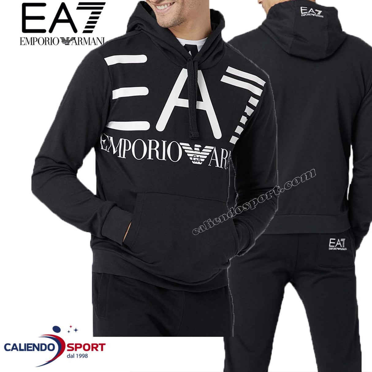 FELPA UOMO ARMANI EA7 3GPM16PJ05Z NERO CON CAPPUCCIO