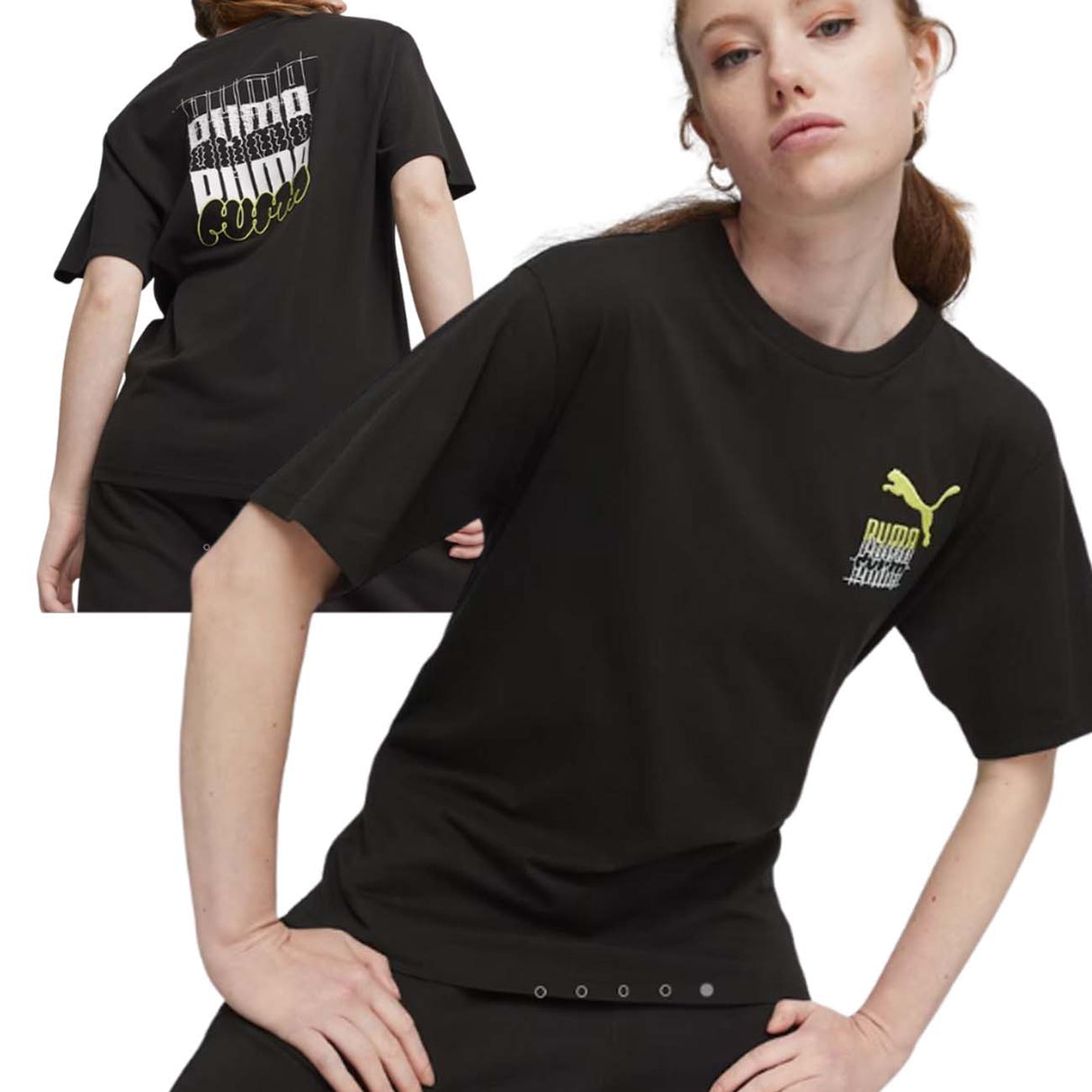 T-SHIRT DONNA PUMA 624972 01 CLASSIC BRAND LOVE NERO