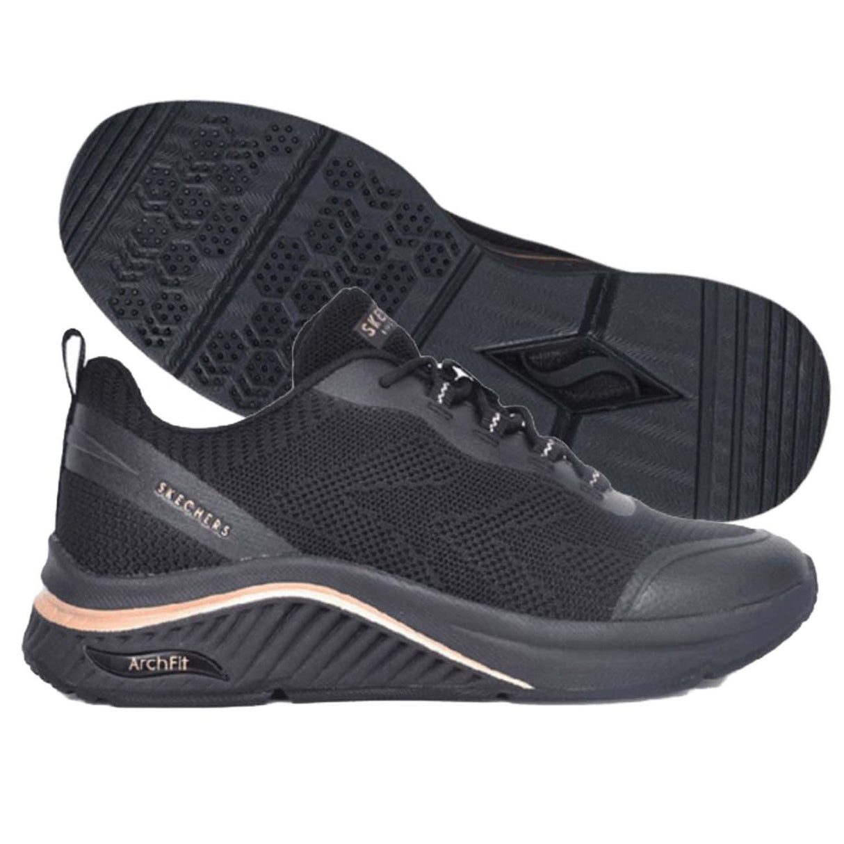 SCARPA DONNA SKECHERS 155567 BBK ARCH FIT S MILES NERO