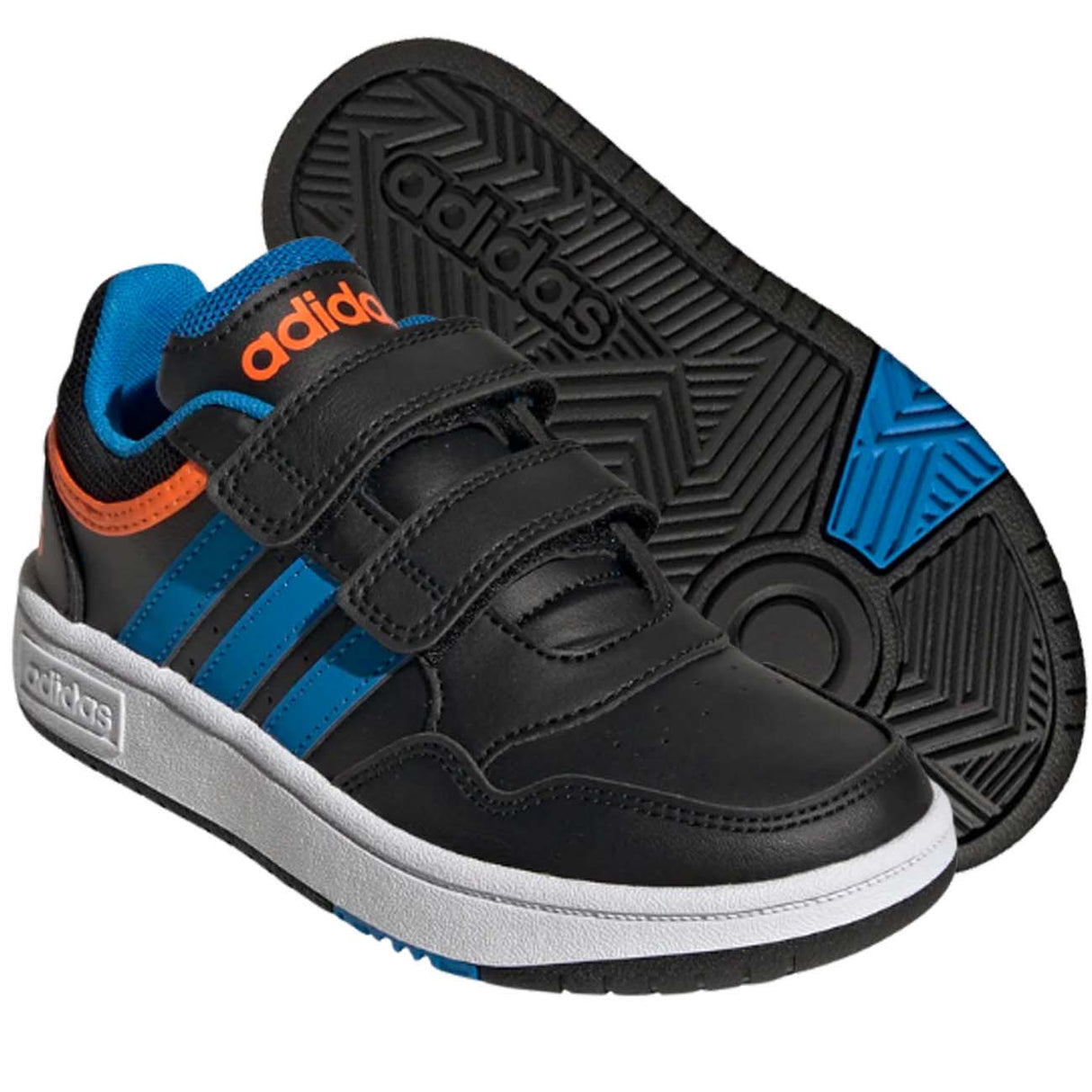 CHAUSSURES ADIDAS GZ1939 HOOPS POUR ENFANTS AVEC BANDES