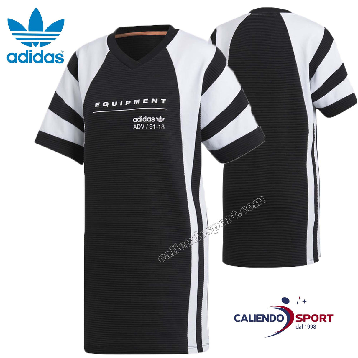 VESTITO DONNA ADIDAS ORIGINALS CD6886 NERO BIANCO EQT DRESS ABITO