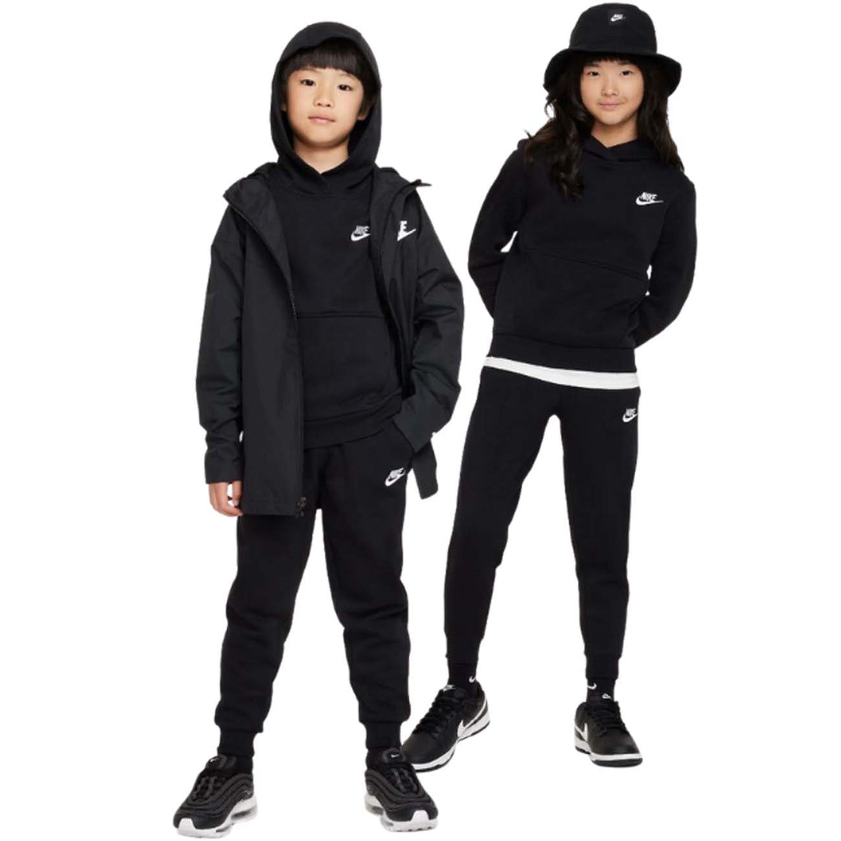 NIKE FD3000 010 BLACK FLEECE COTTON UNISEX BOYS SWEATSHIRT
