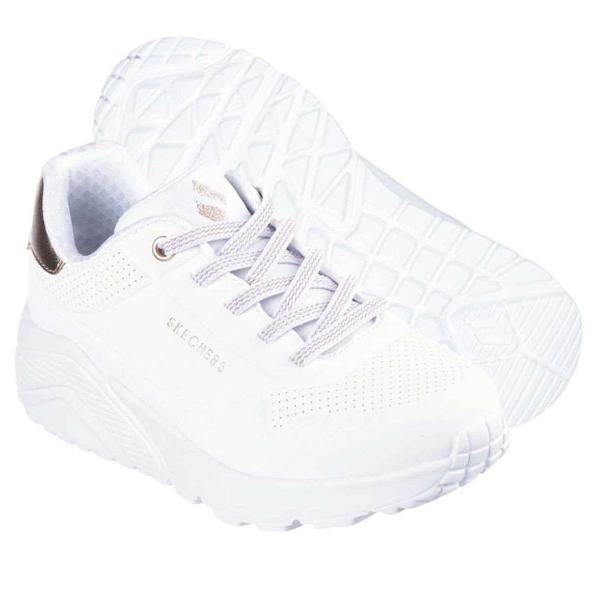 SCARPA SKECHERS RAGAZZE 310384L UNO LITE ROSA LACCI A MOLLA