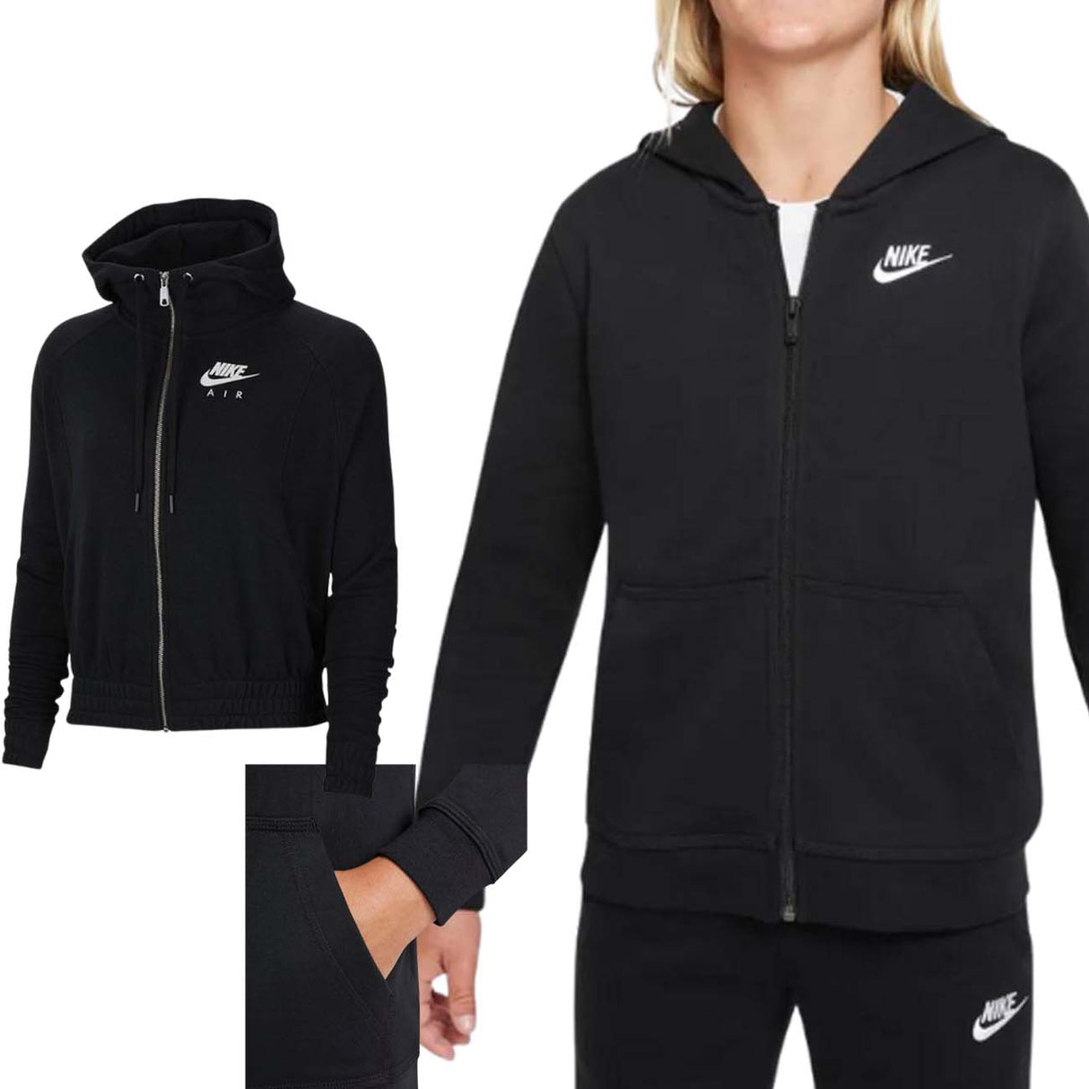 FELPA RAGAZZI NIKE DD1698 010 SPORTSWEAR COTONE GARZATO NERO