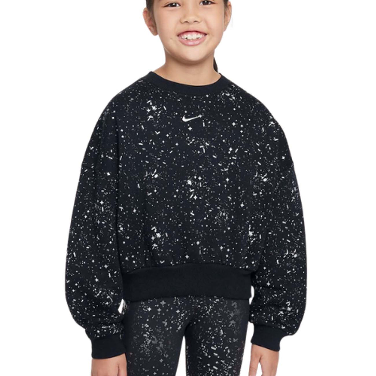 FELPA BAMBINE NIKE HF4393 010 SPORTWEAR CONE FELPATO NERO