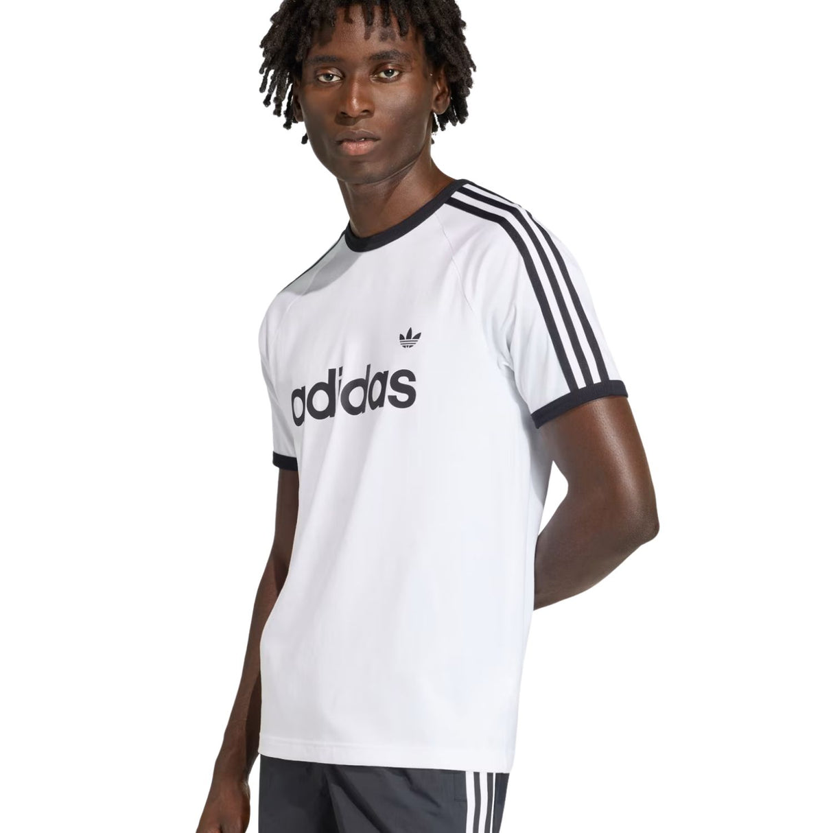 T-SHIRT ADIDAS KF0418 3 STRISCE SLIM BUANCO COTONE