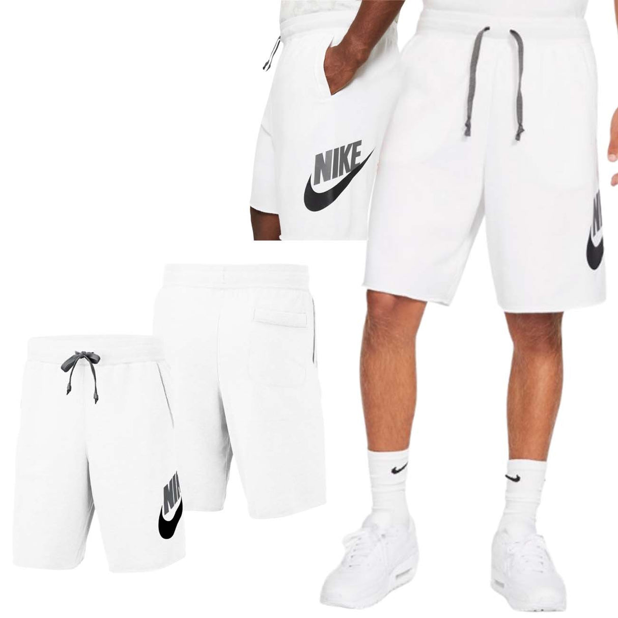 PANTALONCINO NIKE AR2375 103 BIANCO COTONE