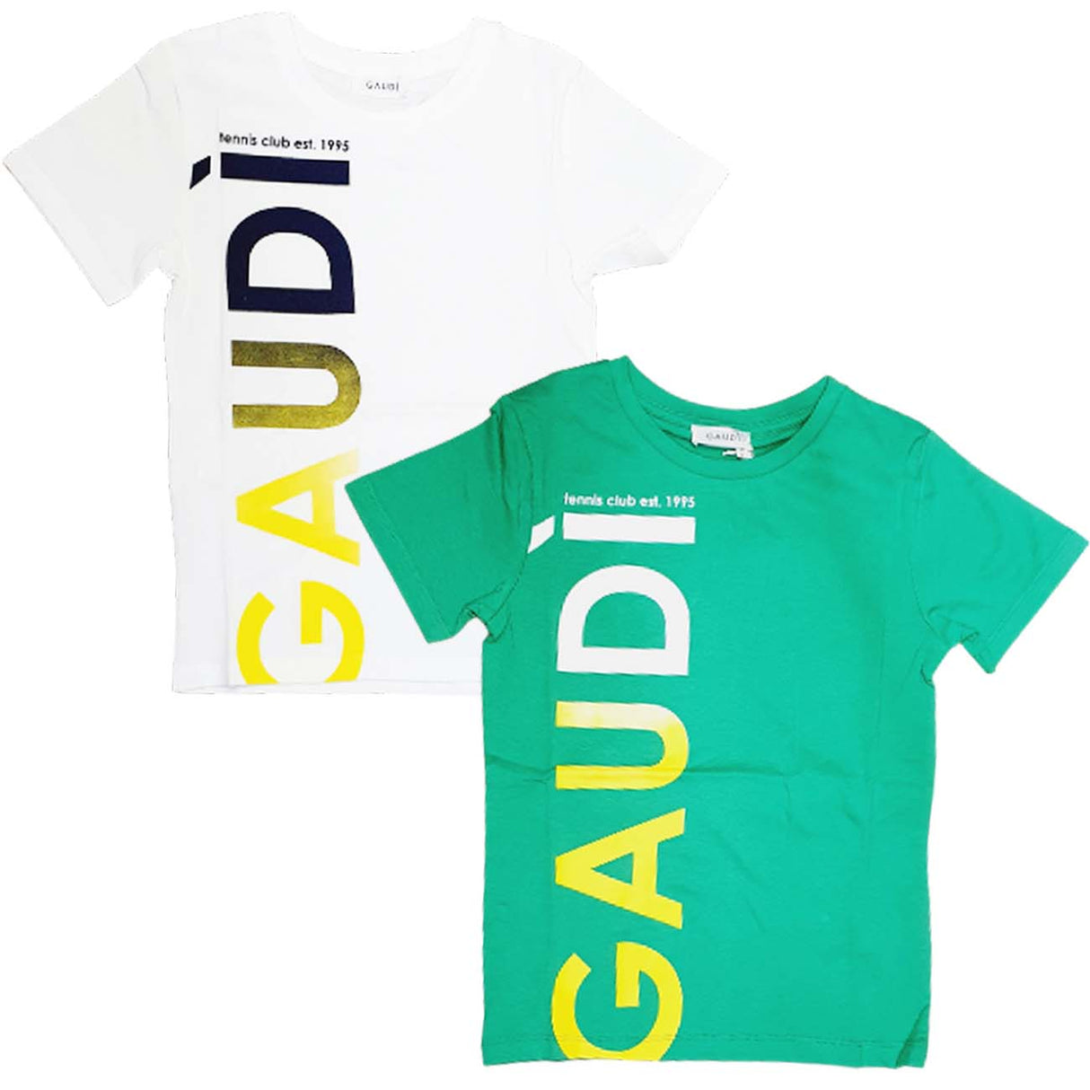 GAUDI' BOYS T-SHIRT GAM04536 GREEN WHITE COTTON