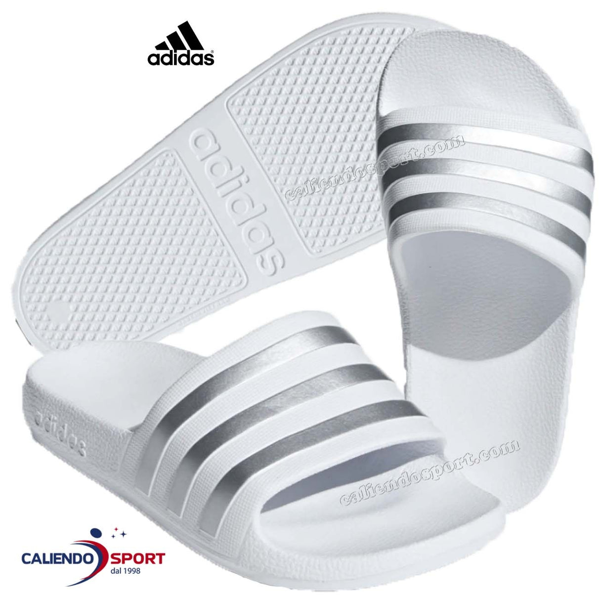 CHAUSSURES ADIDAS FEMMES F35555 ADILETTE FILLE BLANC ARGENT