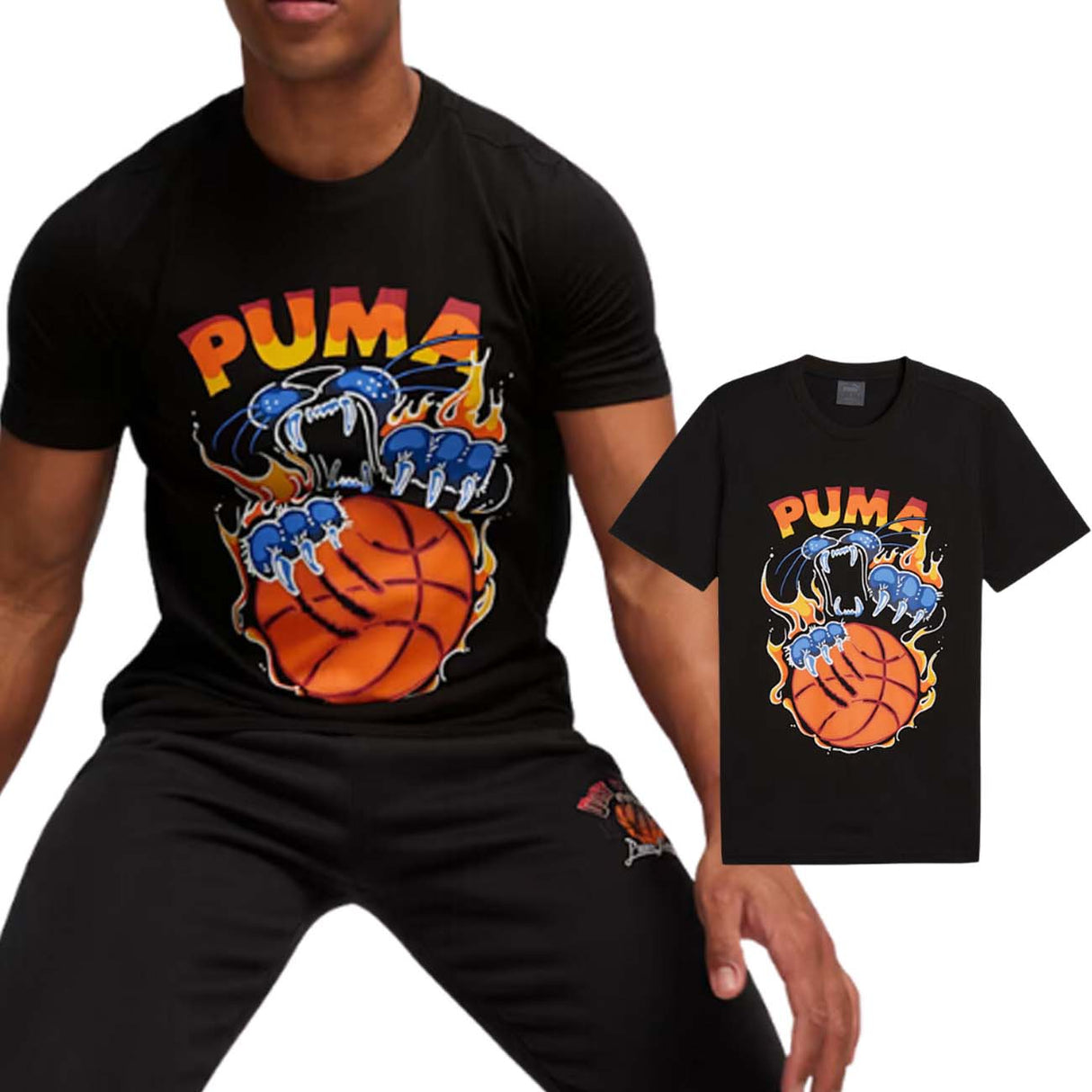 T-SHIRT PUMA 624825 01 BASKET TSA NERO COTONE