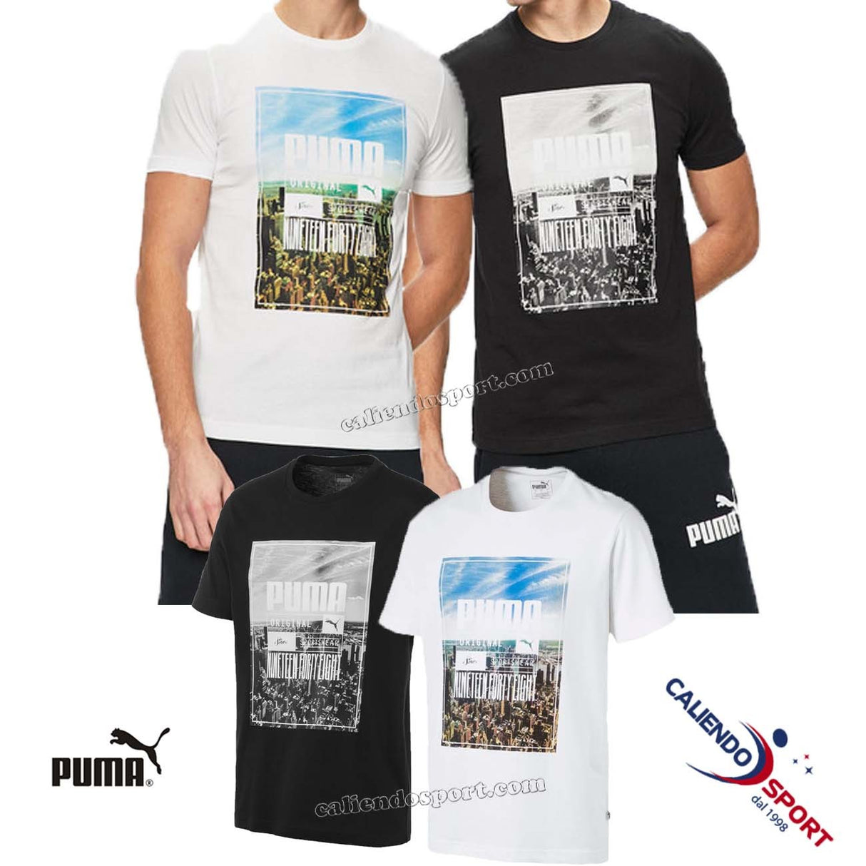 PUMA MEN'S T-SHIRT 854994 01 02 BLACK WHITE COTTON