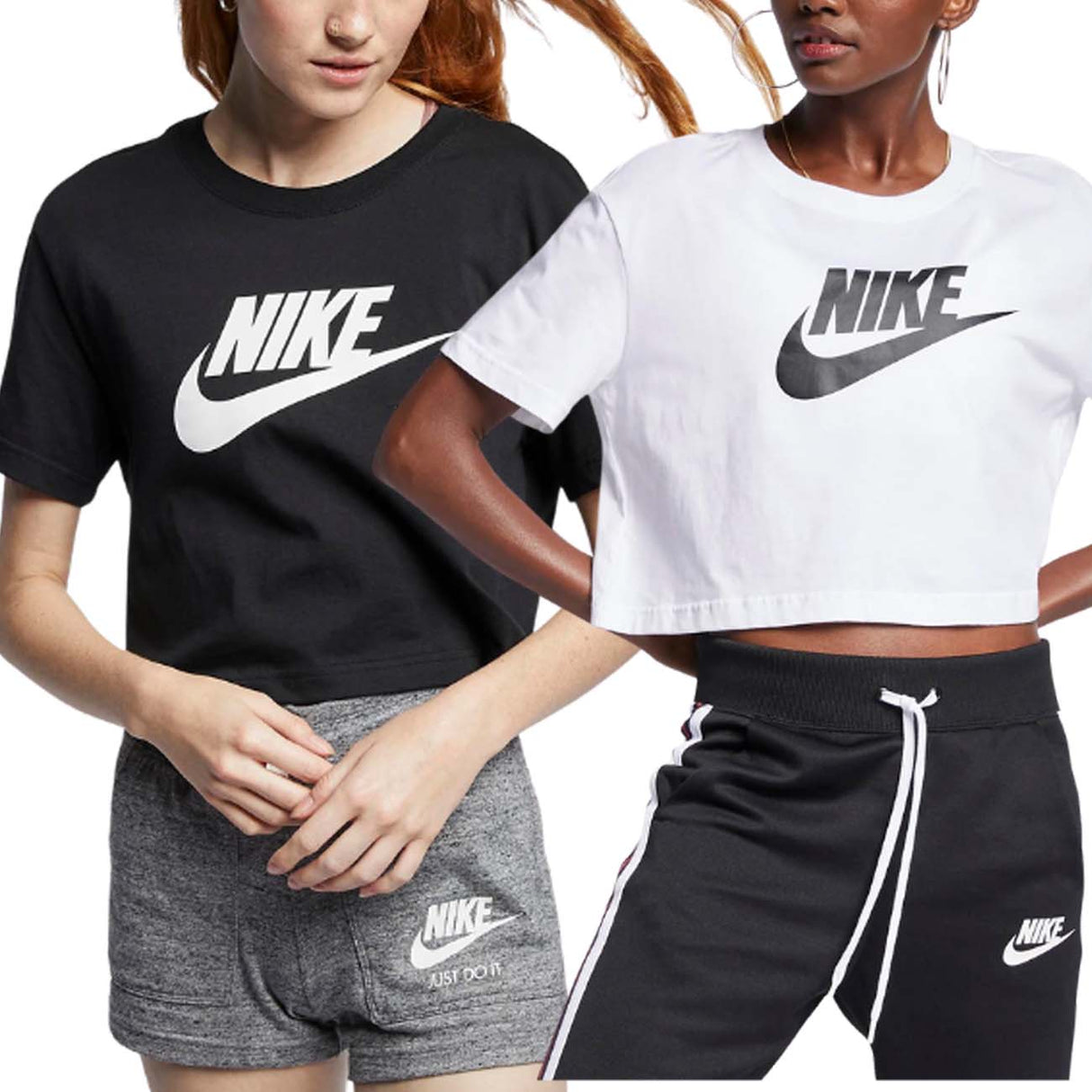 T-SHIRT DONNA NIKE BV6175 CORTA COTONE NERO BIANCO