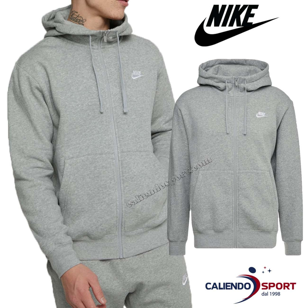 FELPA NIKE BV2648 063 GRIGIO SPORTSWEAR CLUB COTONE