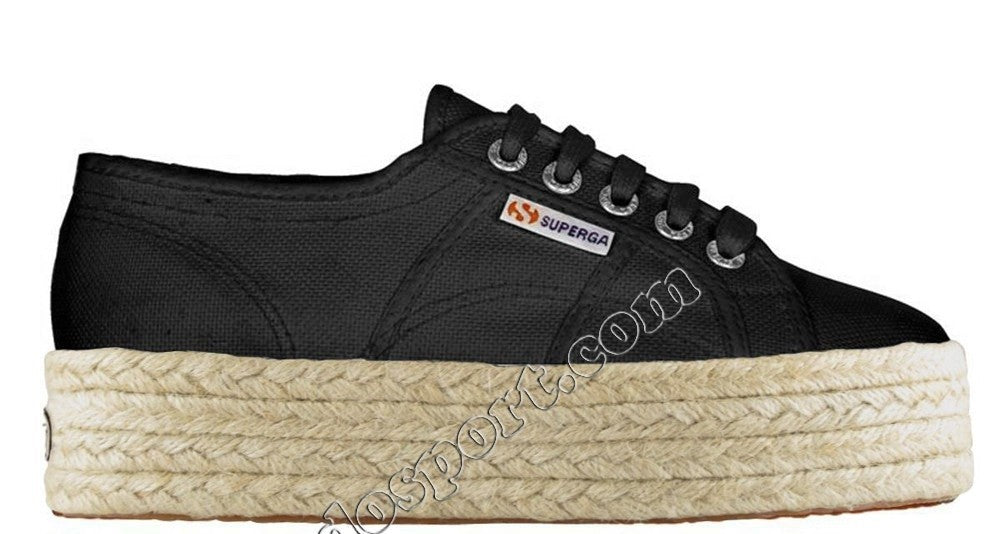 SCARPE DONNA SUPERGA 2790 NERO BIANCO BLU COTROPEW S0099Z0 CON ZEPPA