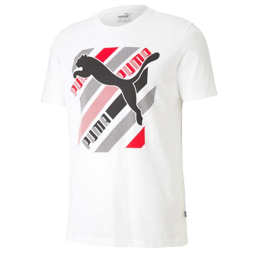 T-SHIRT PUMA 581909 BIANCO NERO ROSSO COTONE