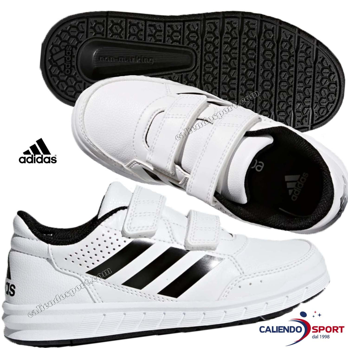 SCARPA ADIDAS BAMBINI BA7458 ALTA SPORT BIANCO NERO CON STRAPPI