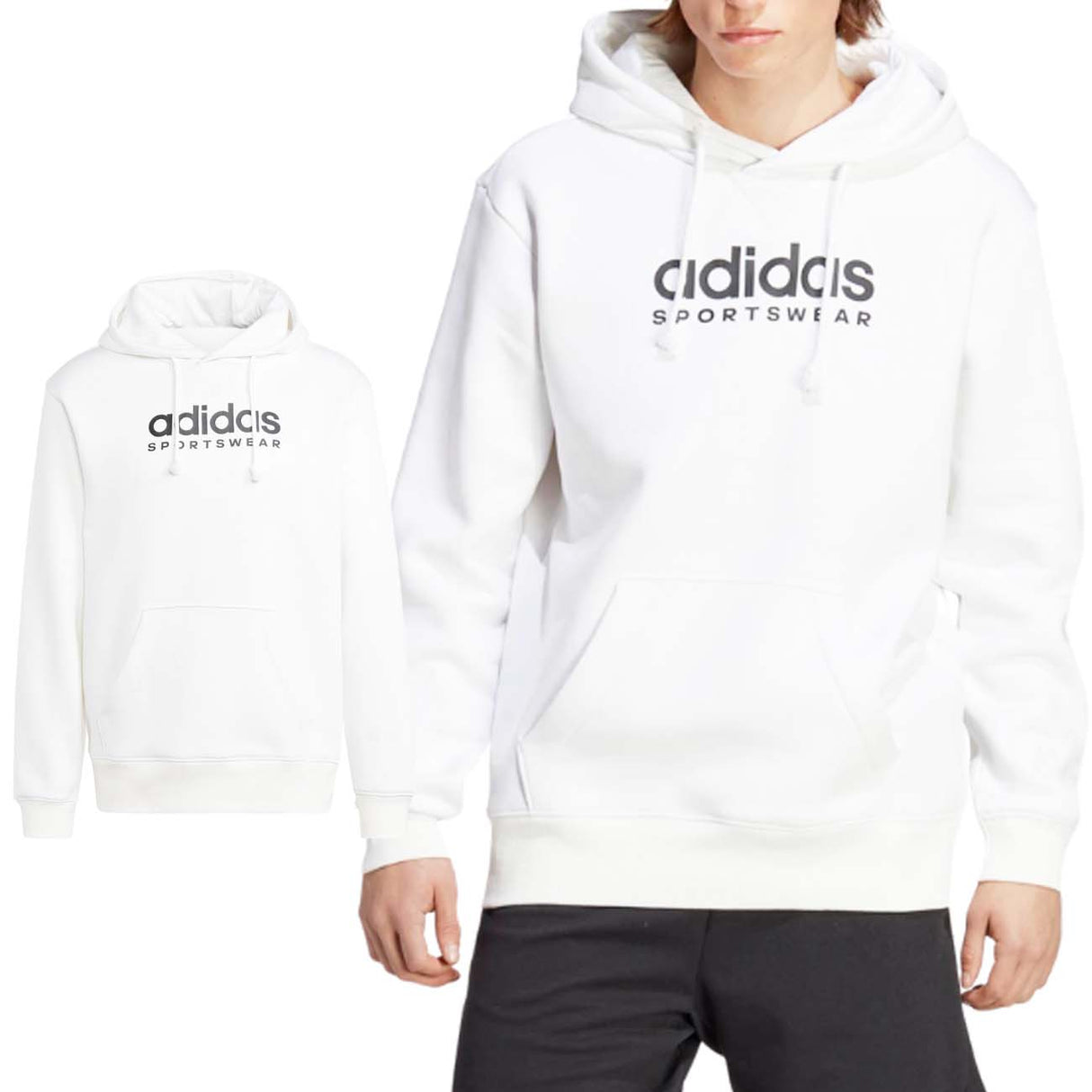 FELPA ADIDAS IC9781 GRAFICA COTONE FELPATO BIANCO