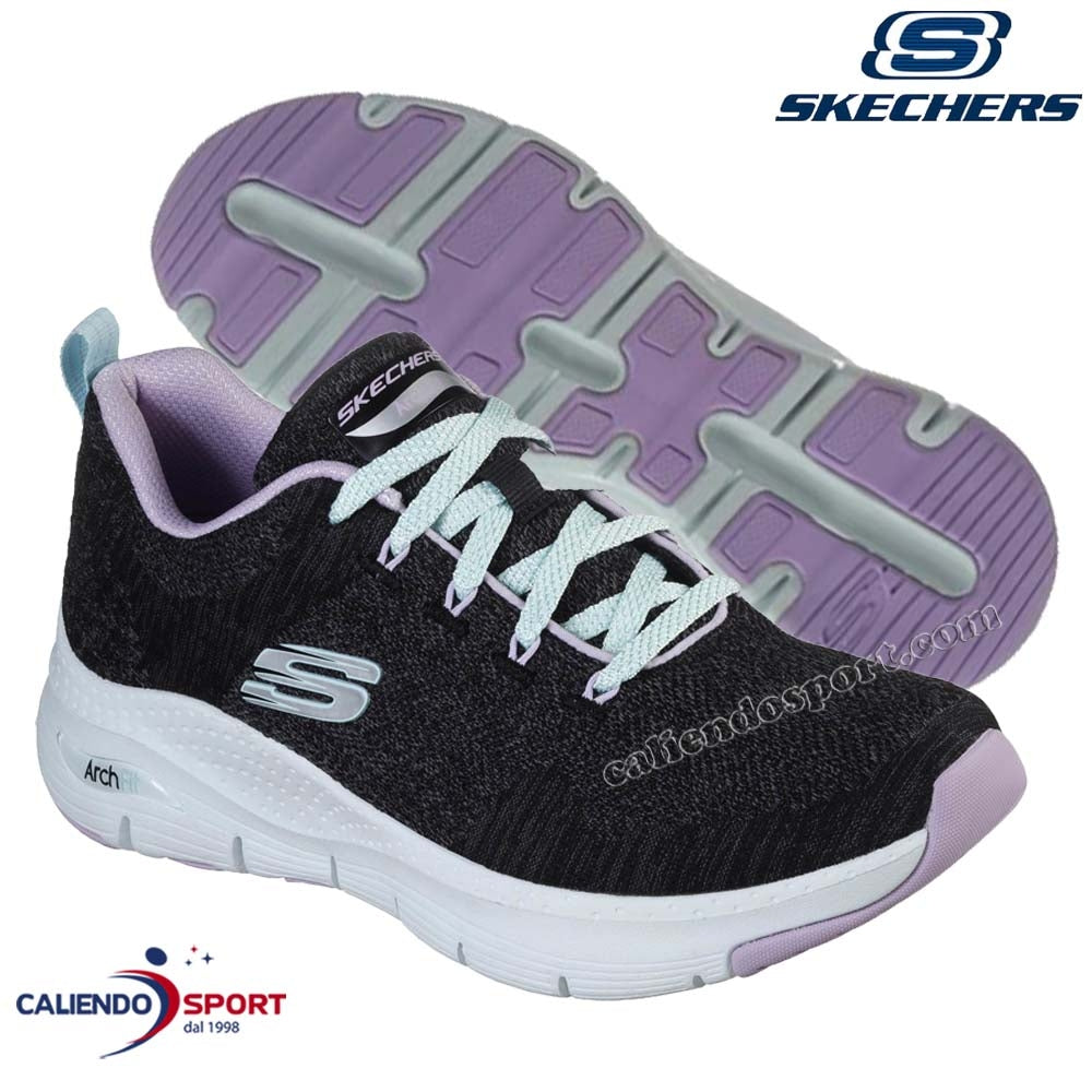 SCARPA DONNA SKECHERS 149414 BKLV ARCH FIT