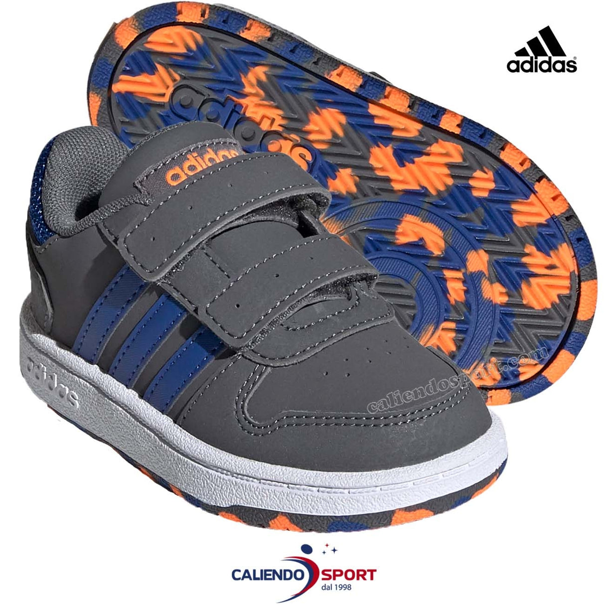 SCARPA ADIDAS BAMBINO FW5242 HOOPS 2.0 GRIGIO STRAPPO