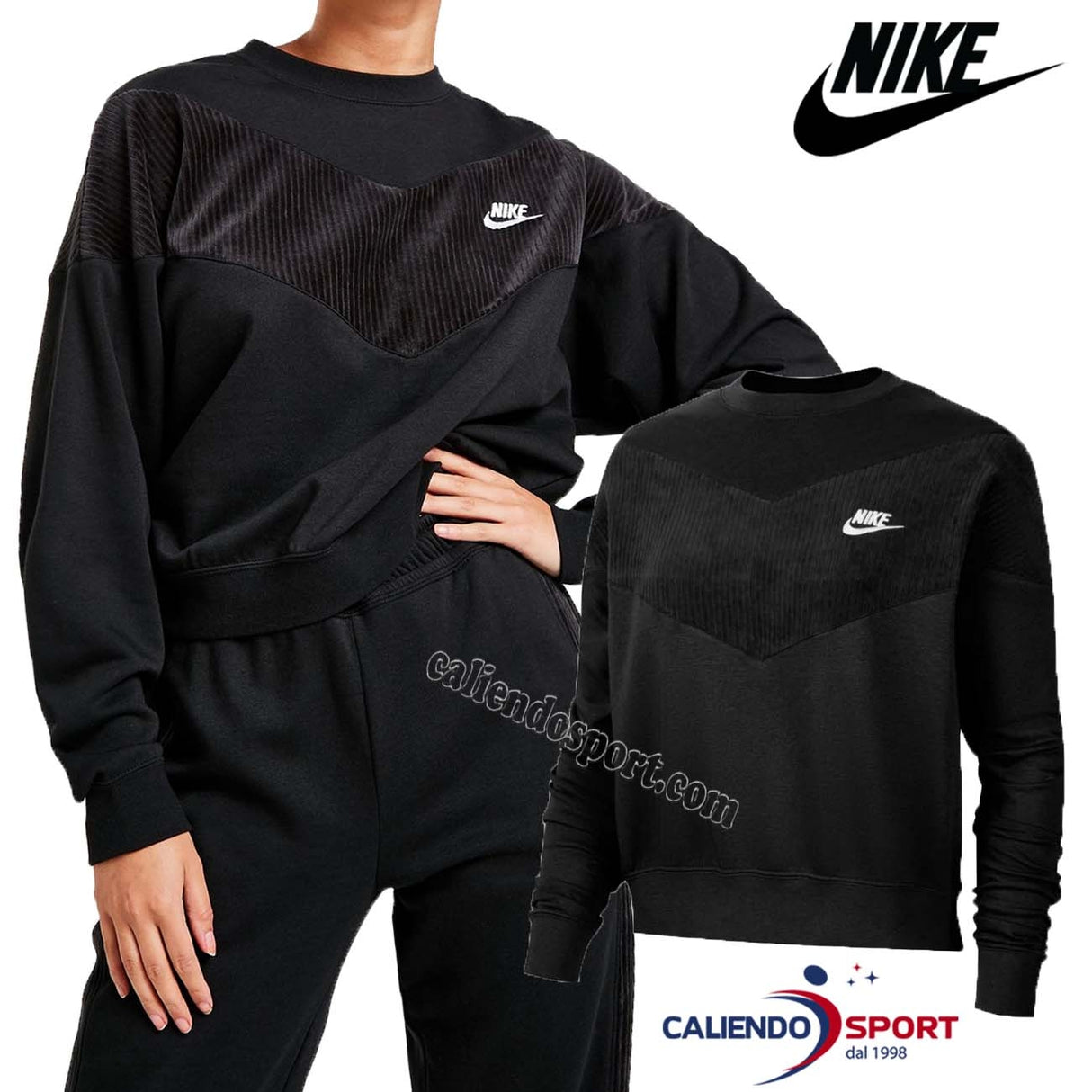 SWEAT-SHIRT NIKE FEMME CZ1876 010 POLAIRE EN COTON NOIR